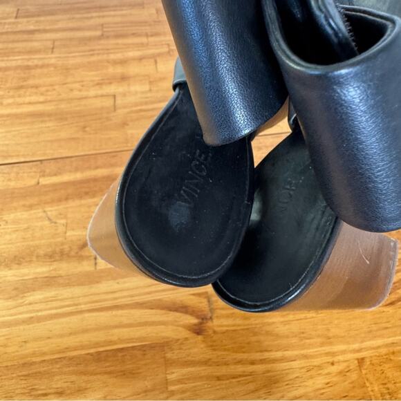 Vince Women's Faye Black Leather Peep Toe Ankle Strap Heels Size 8 - Picture 5 of 5